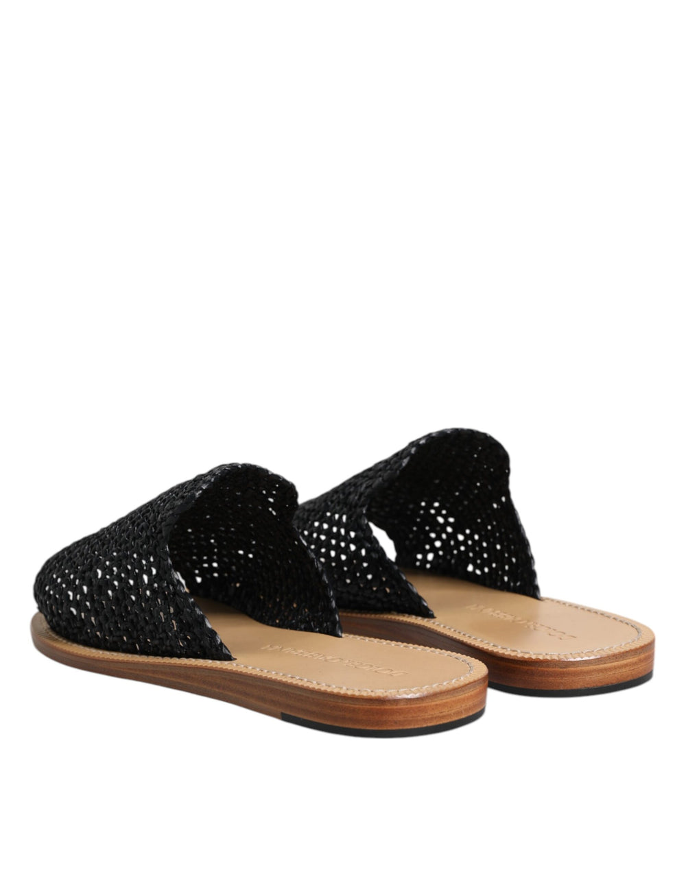 Dolce & Gabbana Braided Raffia Slides in Black