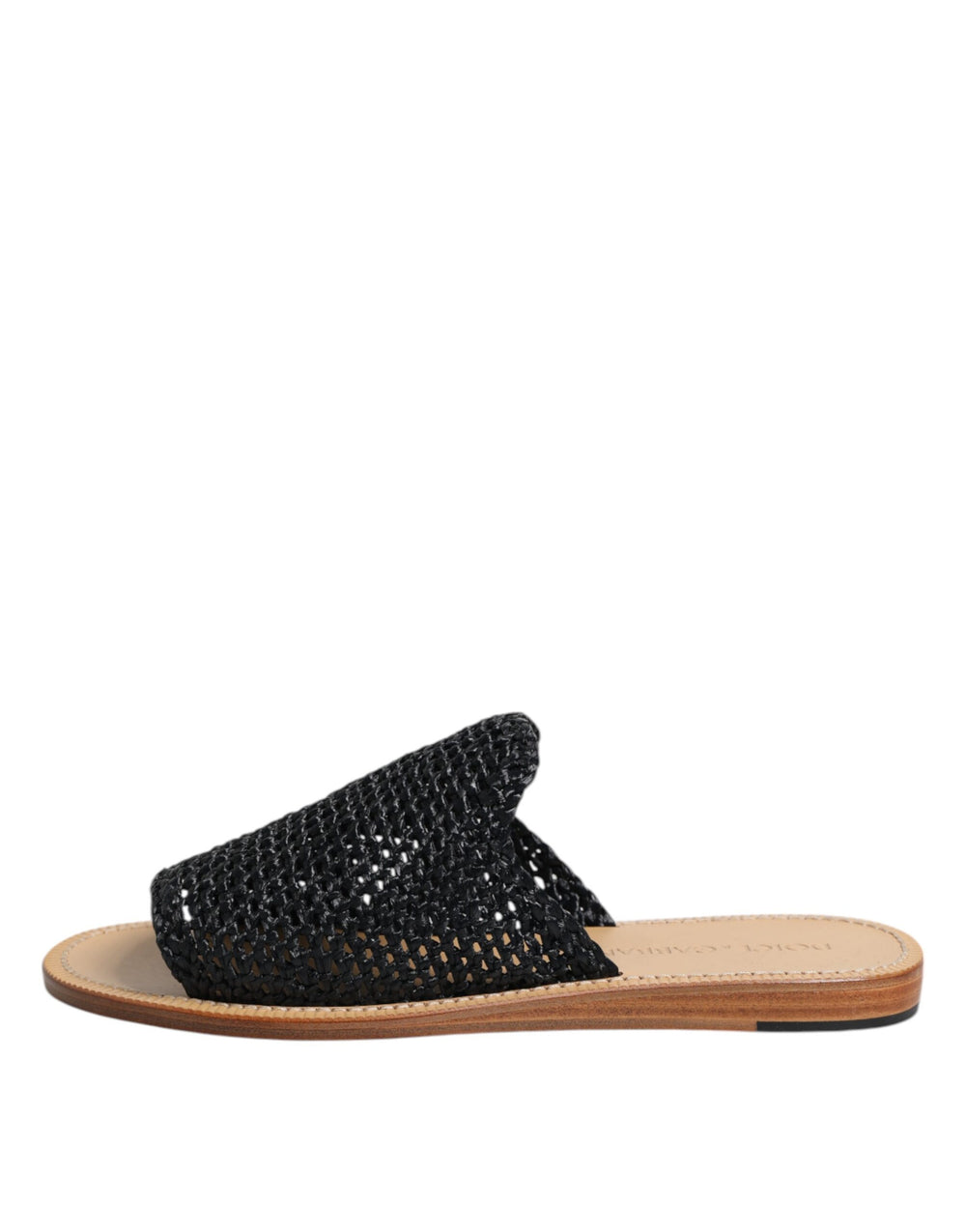 Dolce & Gabbana Braided Raffia Slides in Black