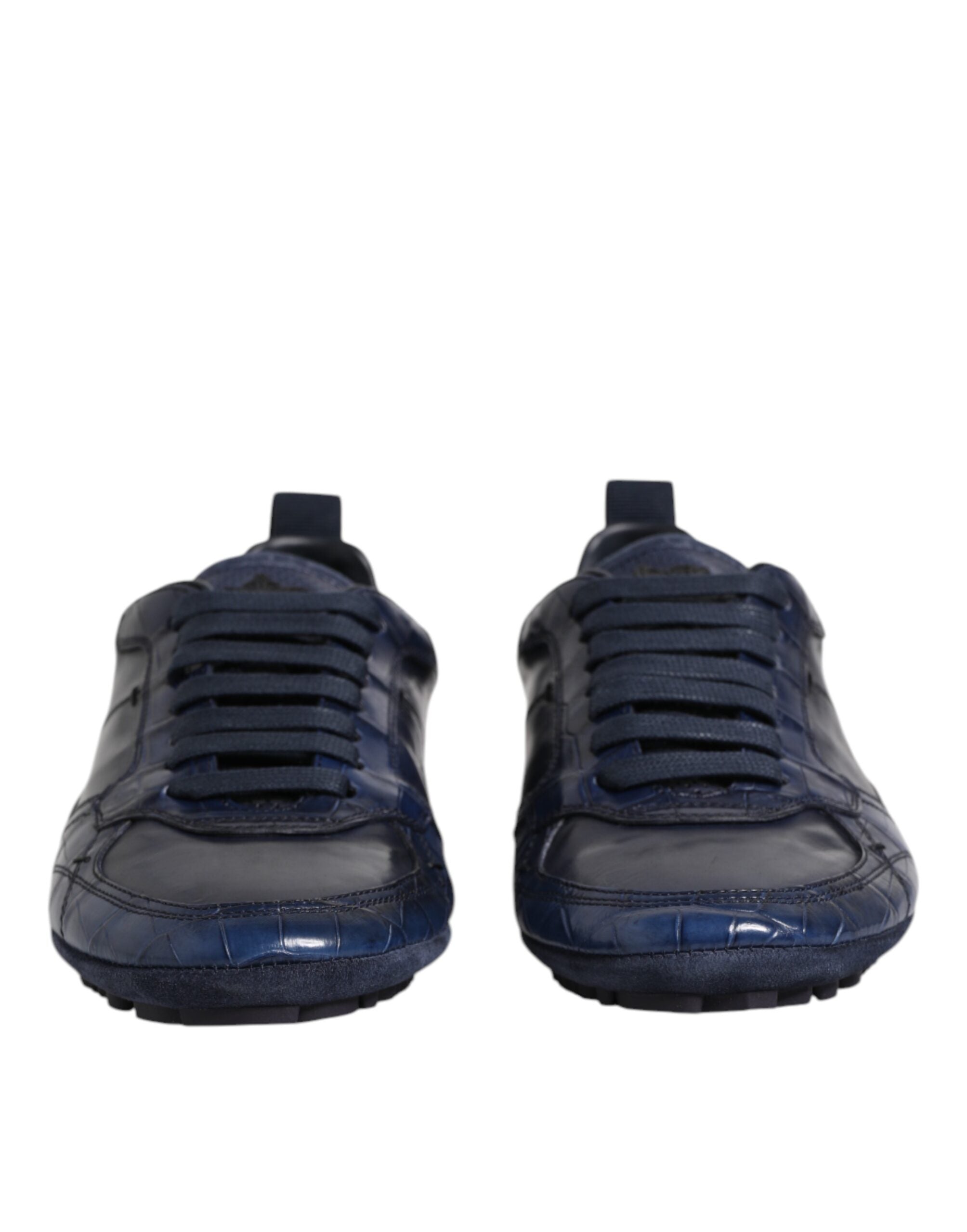 Dark Blue Leather Low Top Men Sneakers Shoes mens luxury fashion - Mens Edit