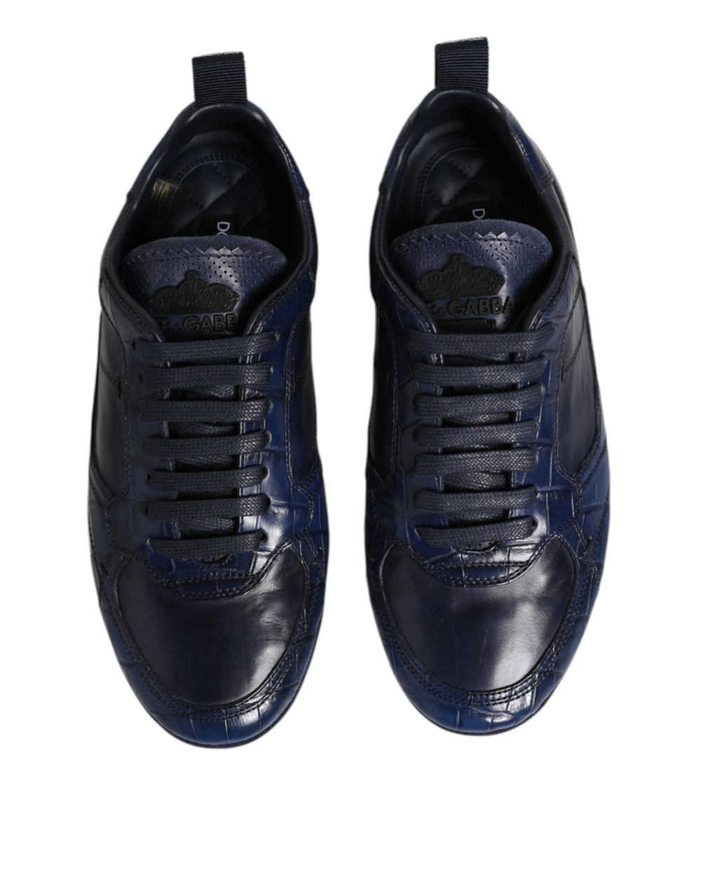 Dolce & Gabbana Crocodile Leather Low-Top Sneakers in Dark Blue