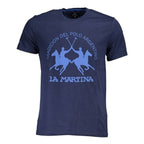 La Martina Blue Cotton Men's Logo T-Shirt - Designer Fashion | Mens Edit