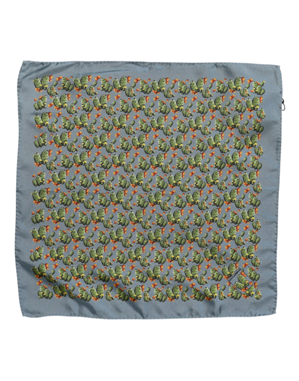 Dolce & Gabbana 100% Silk Cactus Print Foulard in Grey and Green