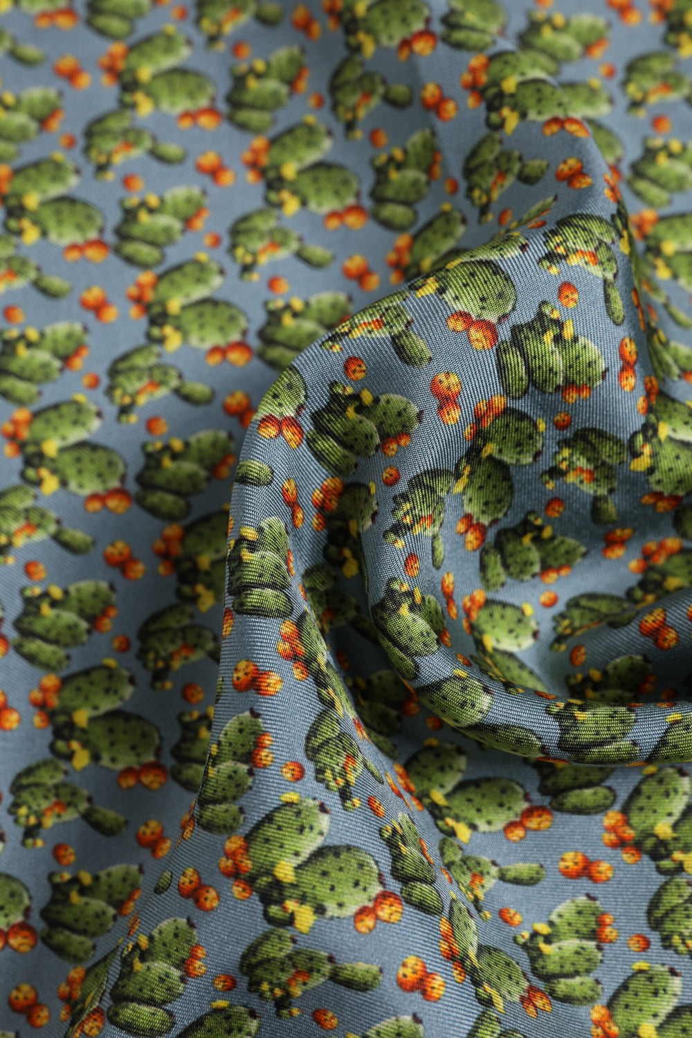 Dolce & Gabbana 100% Silk Cactus Print Foulard in Grey and Green