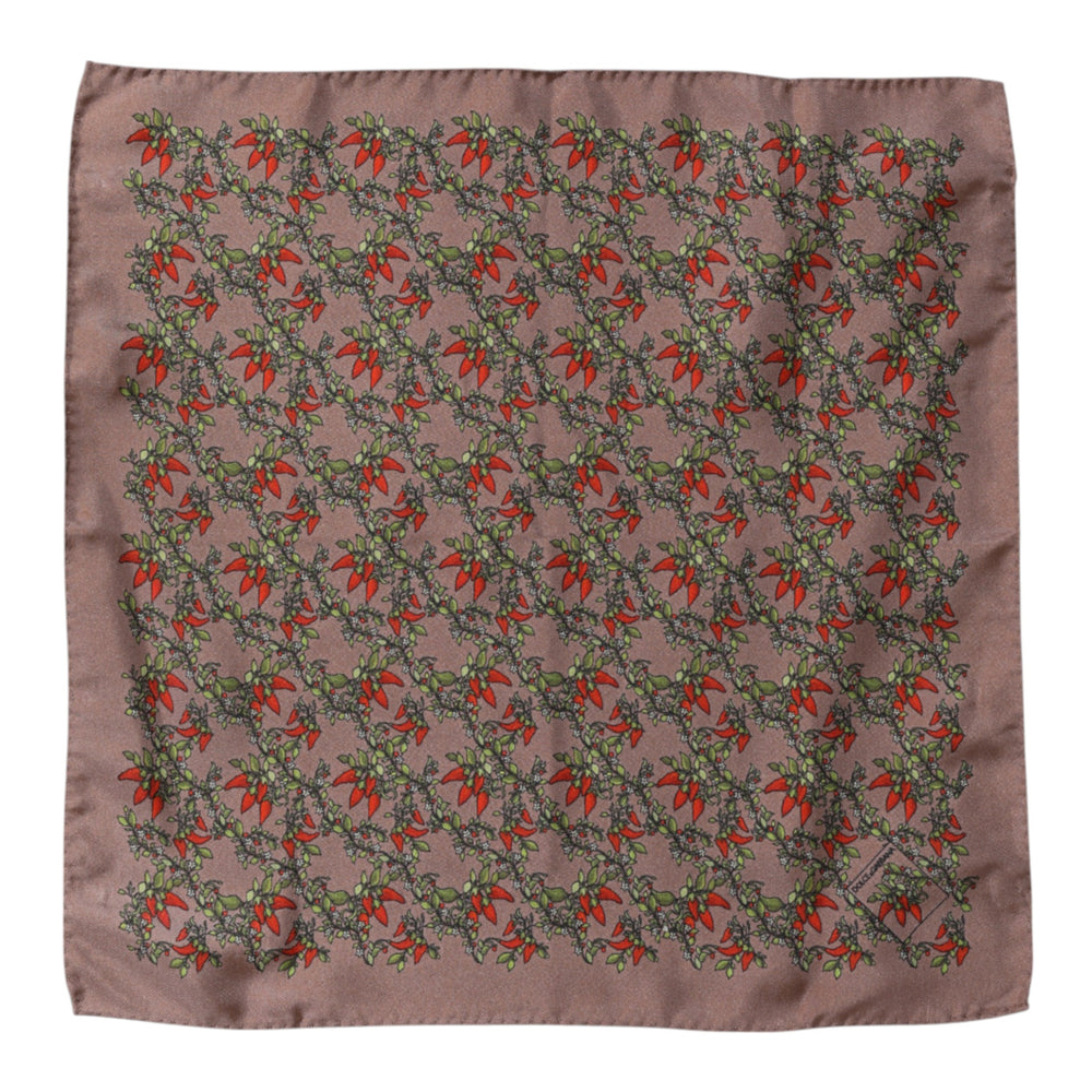 Dolce & Gabbana 100% Silk Square Foulard in Brown