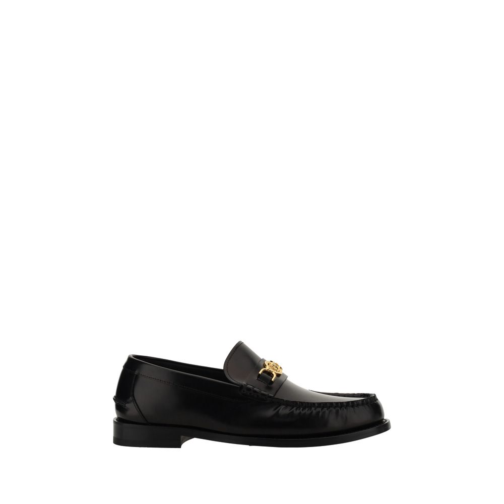 Versace Black Calf Leather Slip-On Loafers mens luxury fashion - Mens Edit
