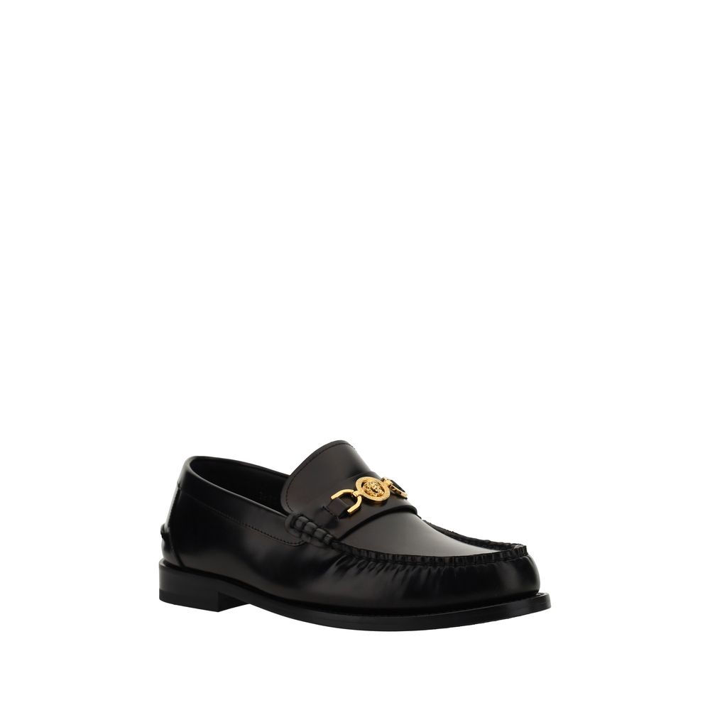 Versace Δερμάτινα Slip-On Loafers σε Μαύρο