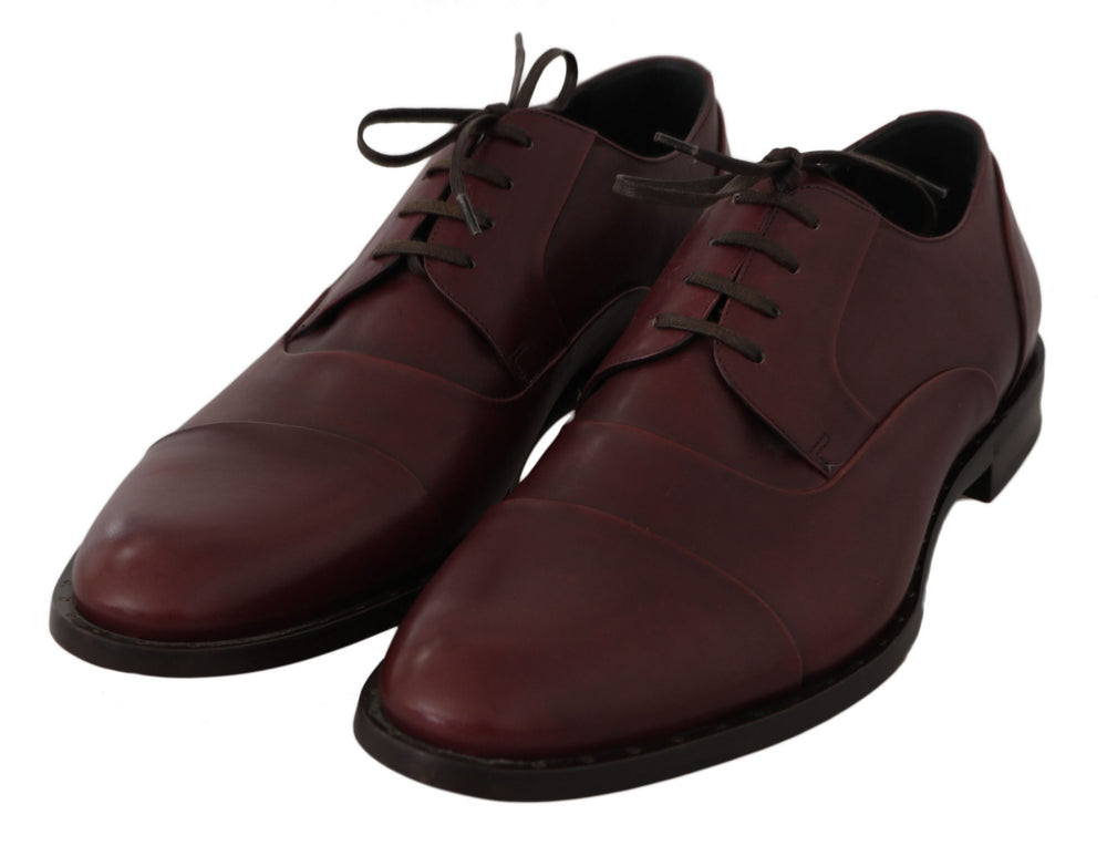 Dolce & Gabbana Leather Derby Shoes in Bordeaux