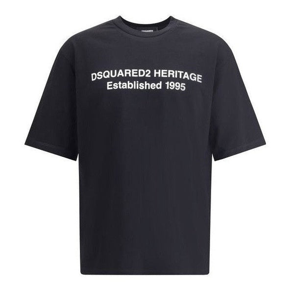 Dsquared² Black Cotton T-Shirt Ribbed Fit mens luxury fashion - Mens Edit