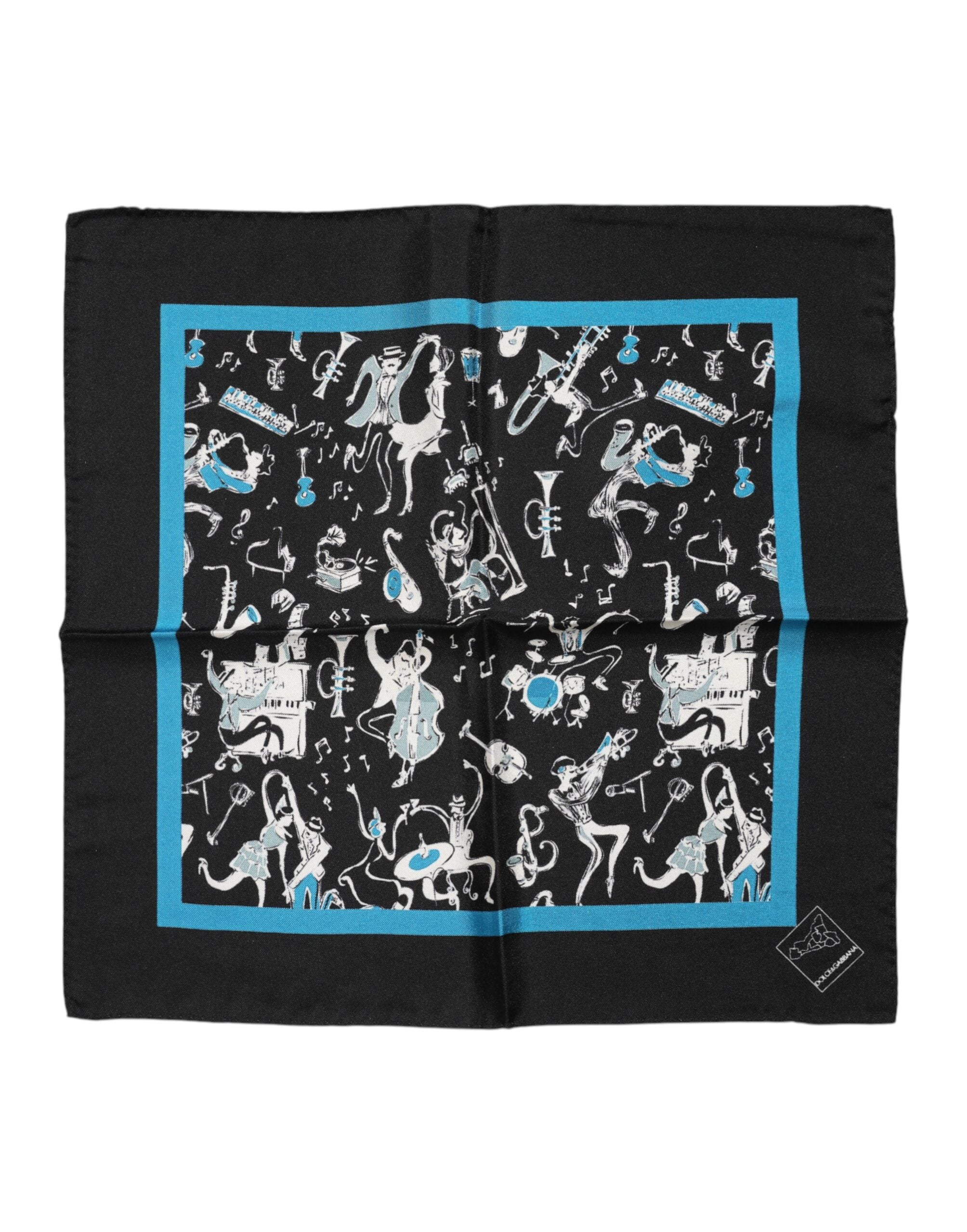 Black Jazz Club Silk Square Men Foulard Scarf mens luxury fashion - Mens Edit