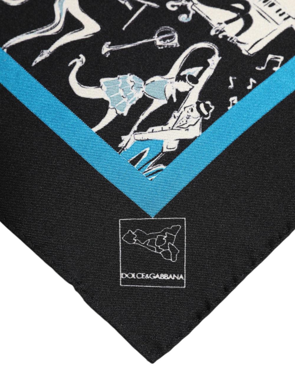 Dolce & Gabbana 100% Silk Jazz Club Square Foulard in Black