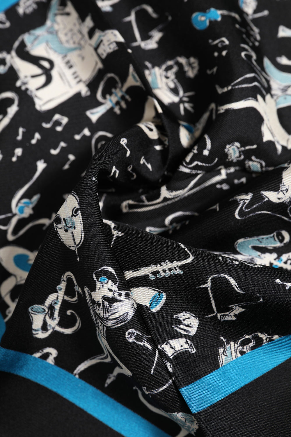Dolce & Gabbana 100% Silk Jazz Club Square Foulard in Black