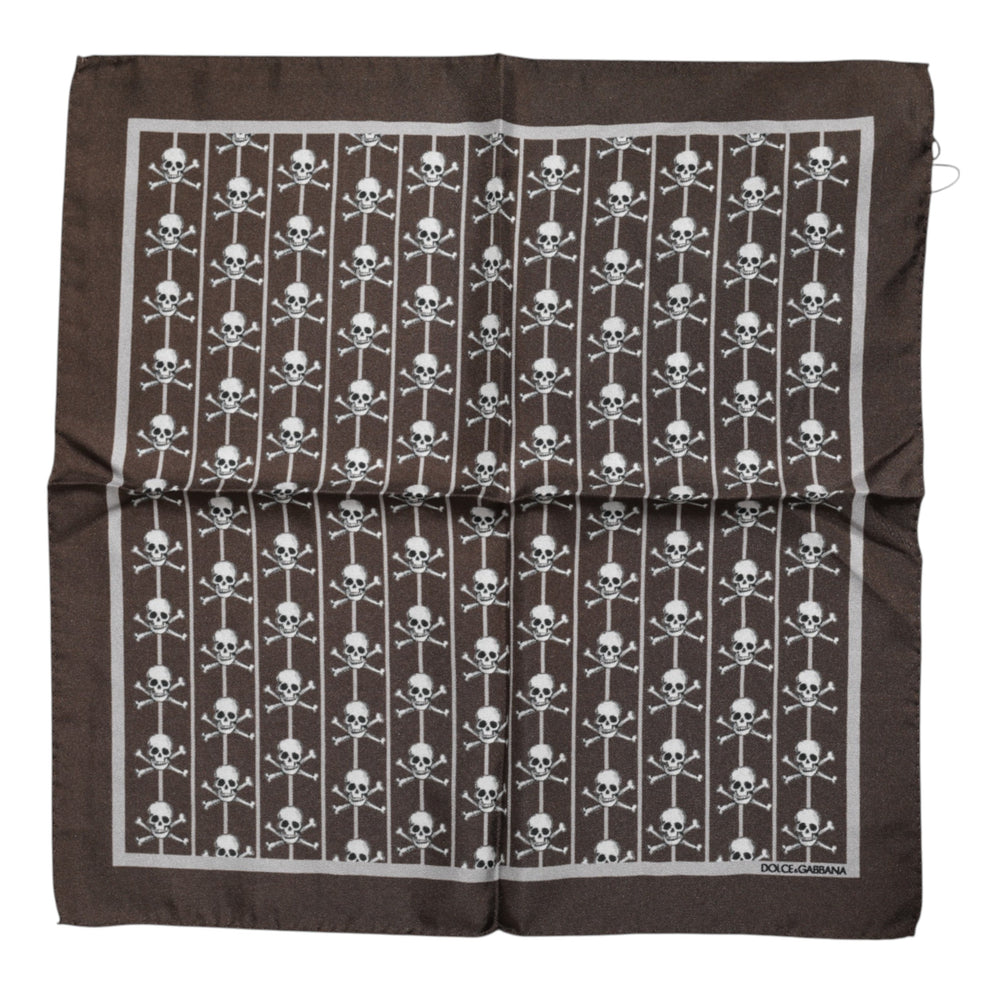 Dolce & Gabbana 100% Silk Square Foulard in Brown