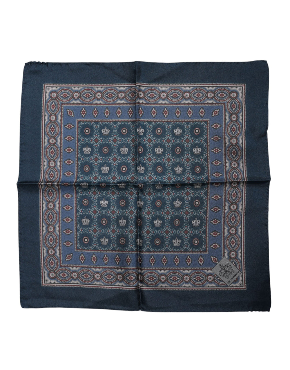 Dolce & Gabbana 100% Silk Printed Square Foulard in Blue