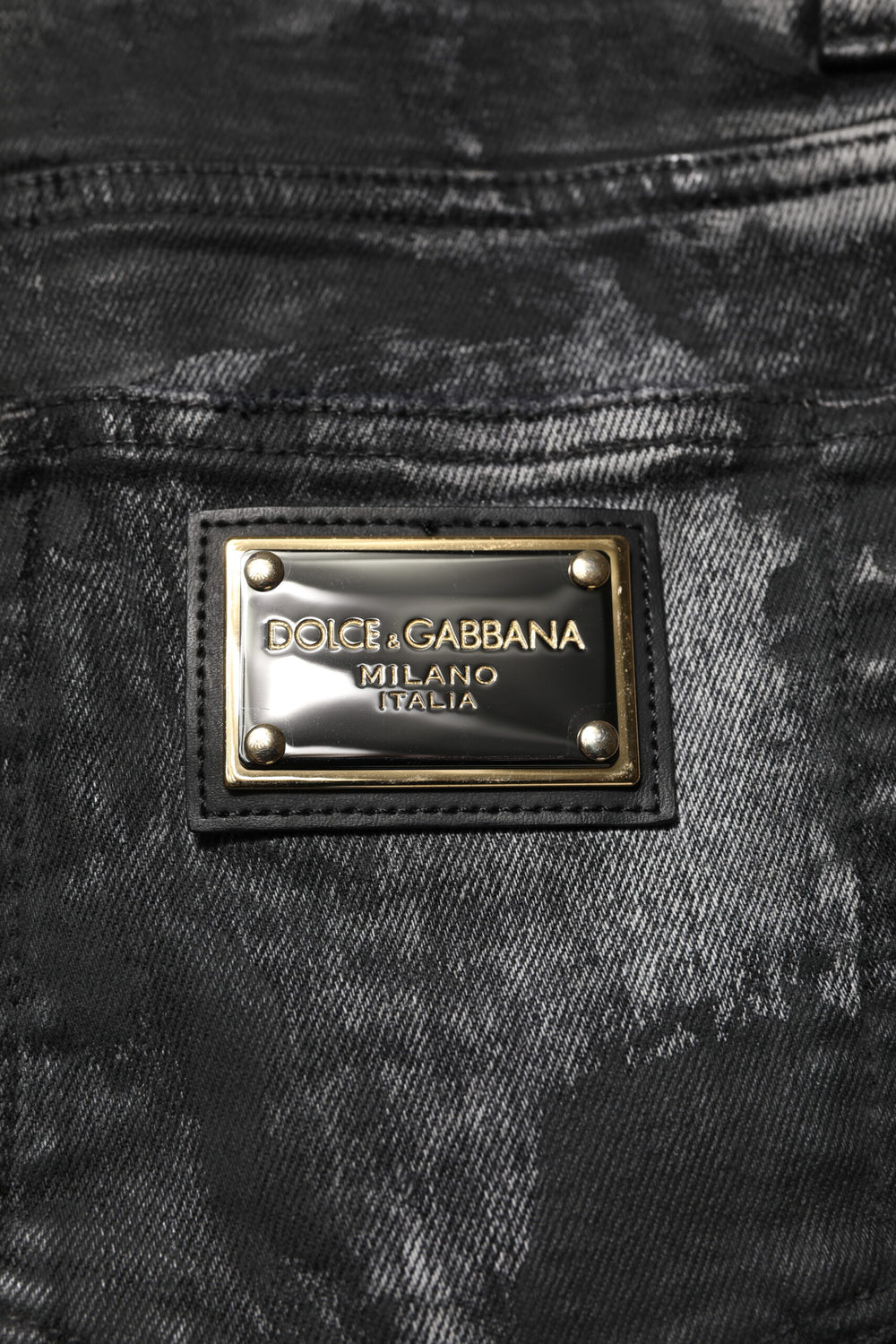 Dolce & Gabbana Embellished Skinny Jeans in Black Washed