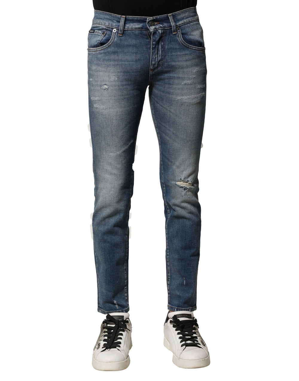 Blue Washed Cotton Slim Fit Men Denim Jeans mens luxury fashion - Mens Edit