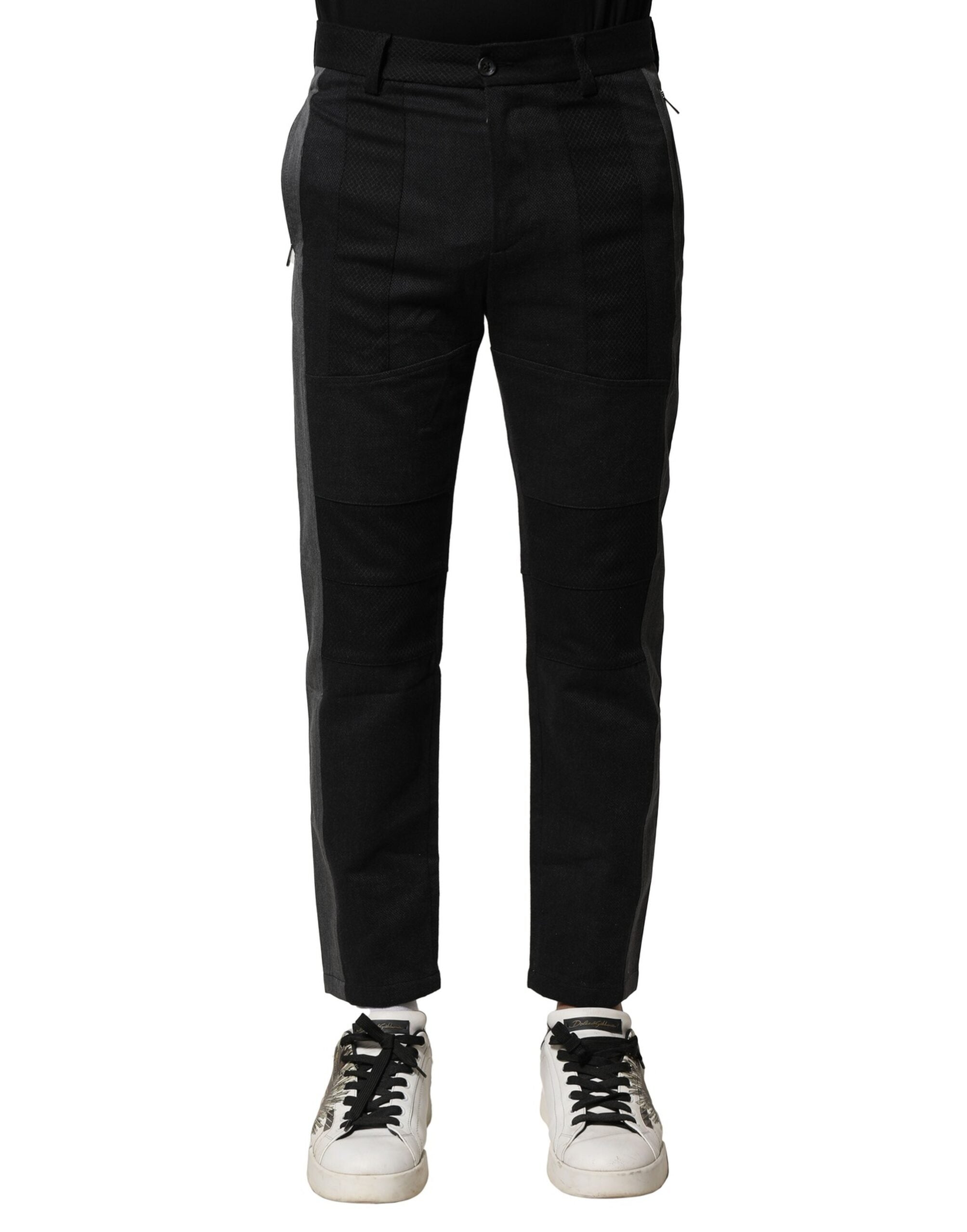 Black Gray Cotton Tapered Men Pants mens luxury fashion - Mens Edit