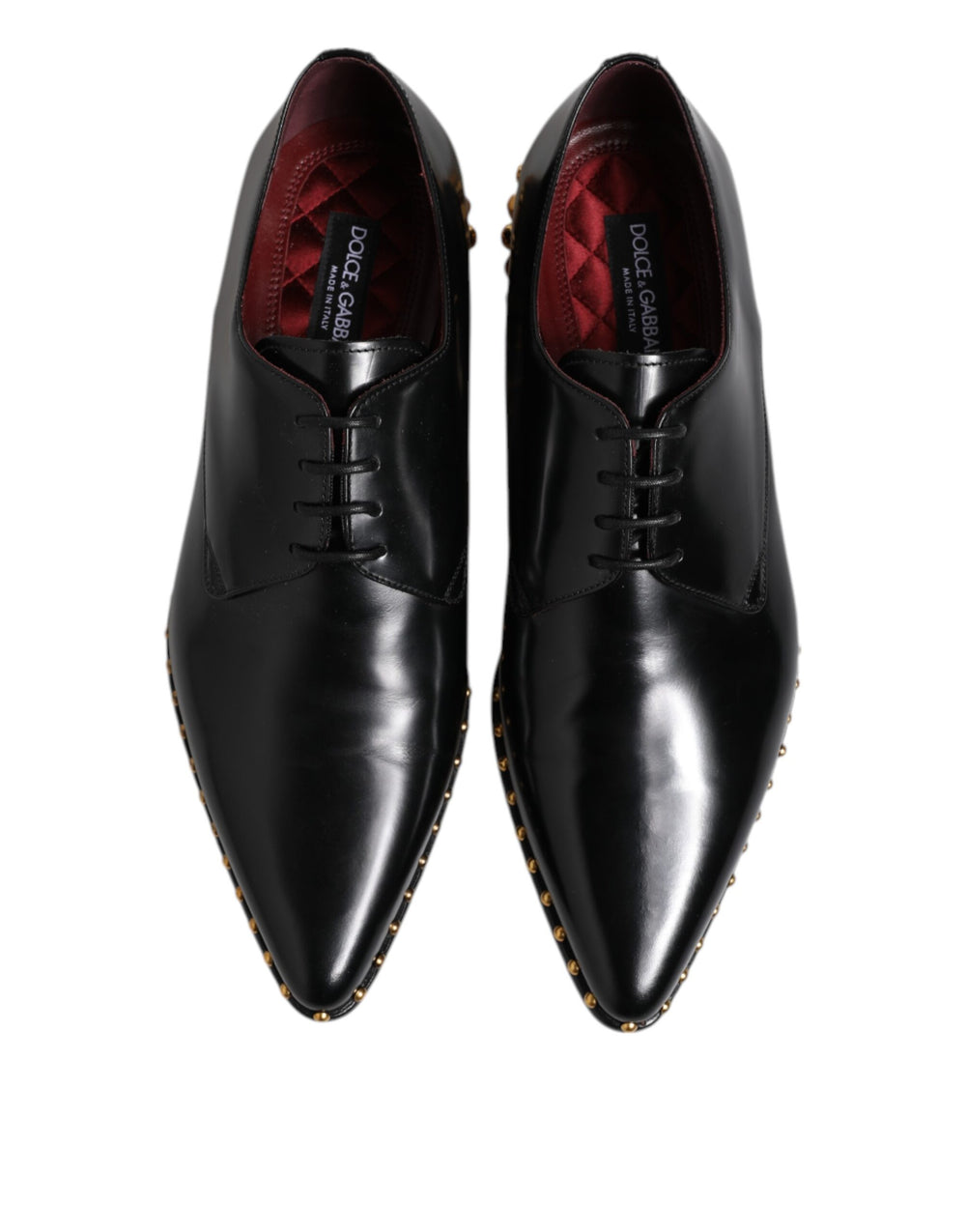 Dolce & Gabbana Calfskin Leather Studded Derby Shoes in Black