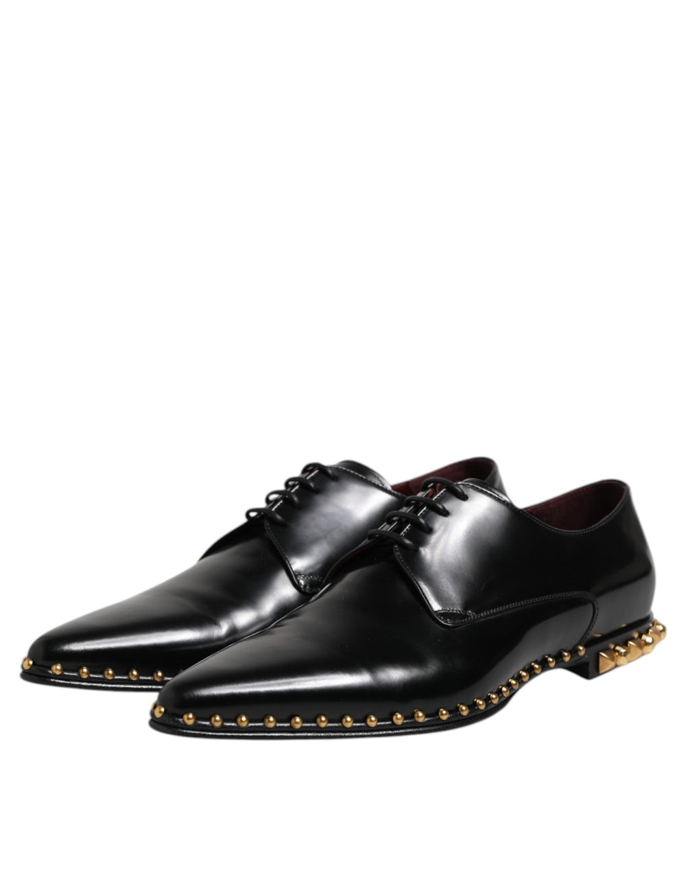 Dolce & Gabbana Calfskin Leather Studded Derby Shoes in Black