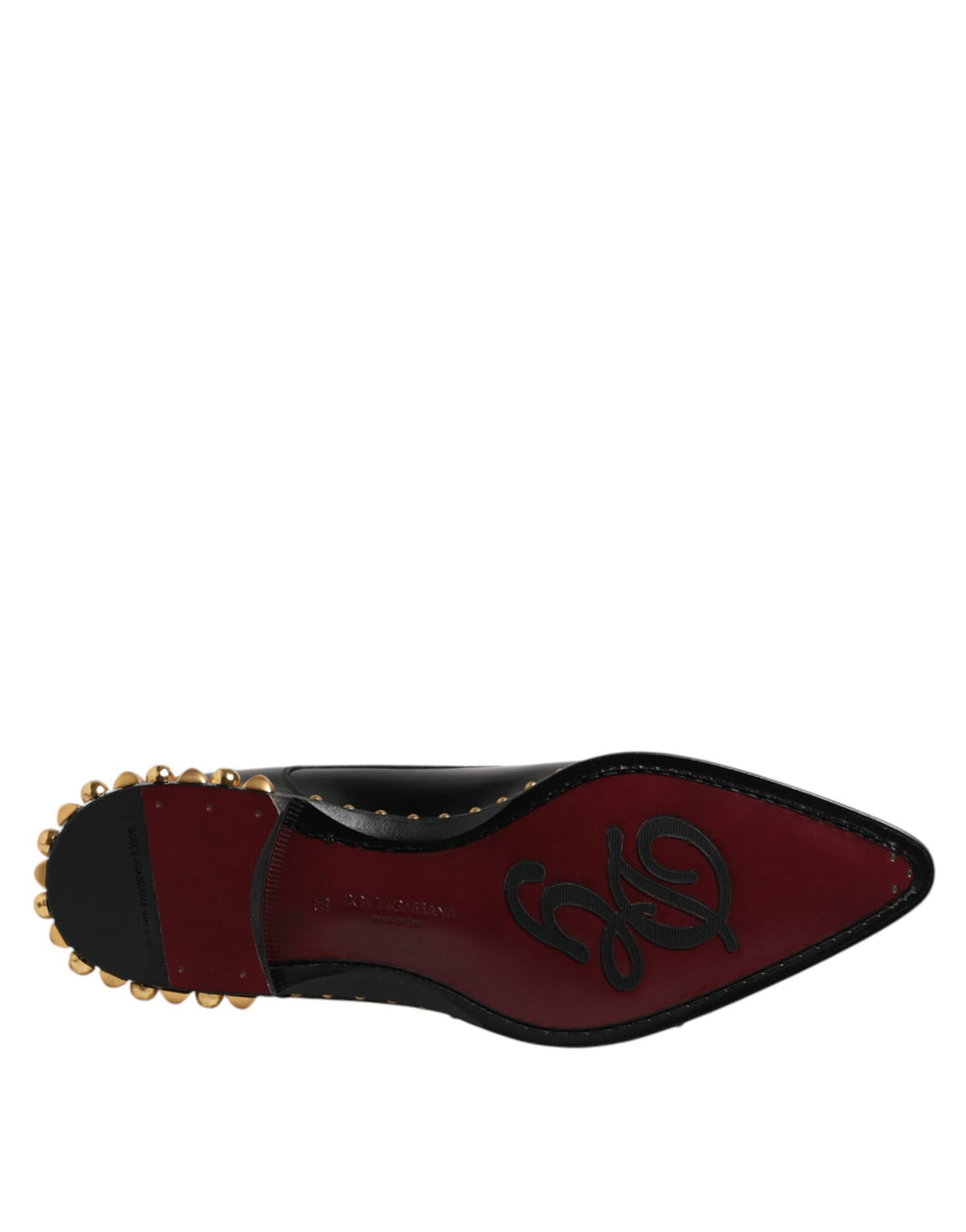 Dolce & Gabbana Calfskin Leather Studded Derby Shoes in Black