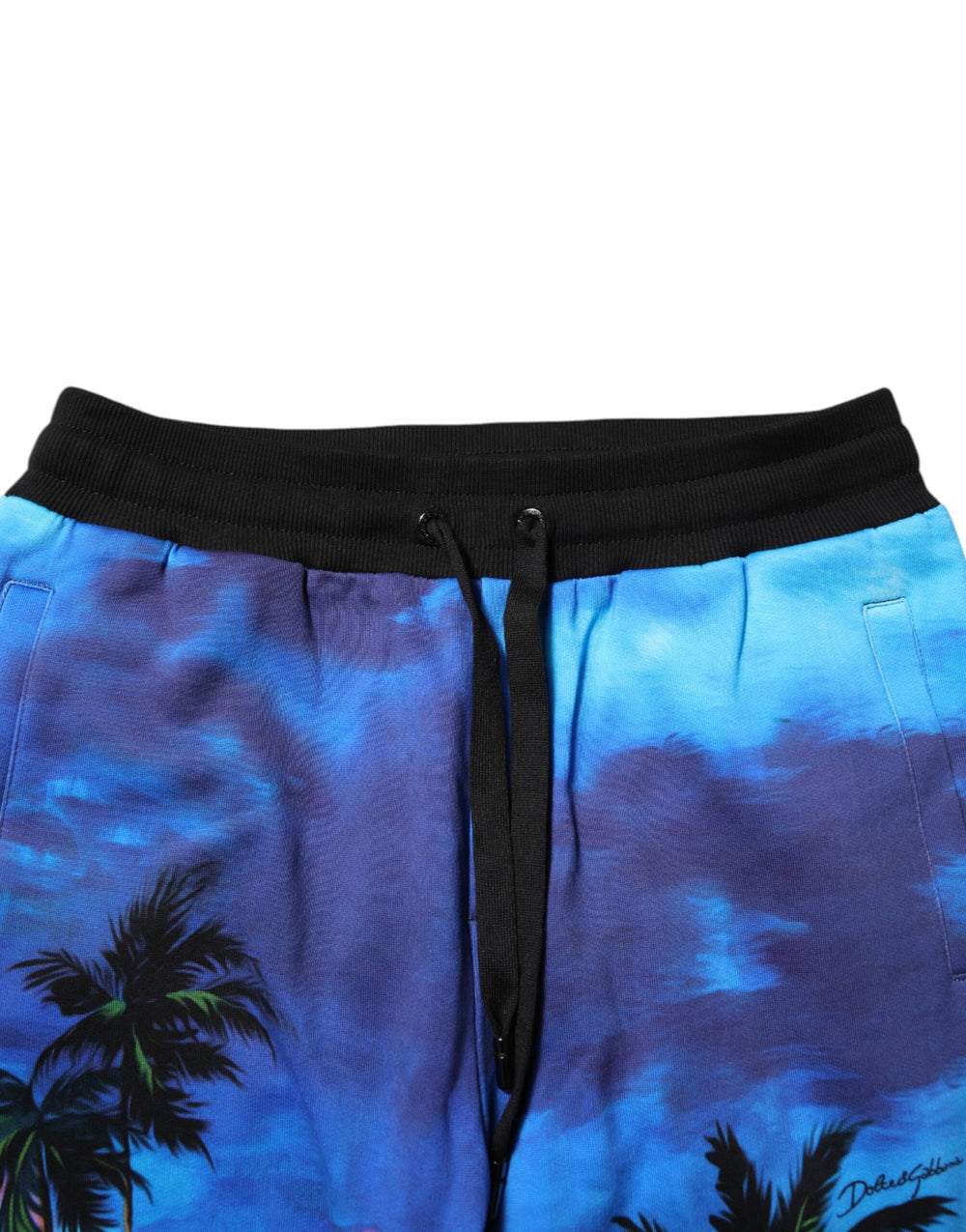 Dolce & Gabbana Cotton Hawaiian Print Jogger Pants in Blue