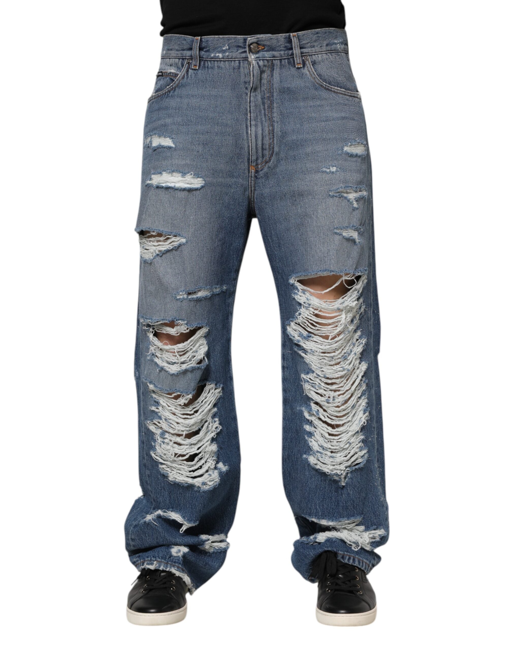 Dolce & Gabbana Βαμβακερά Jeans Straight-Leg σε Μπλε