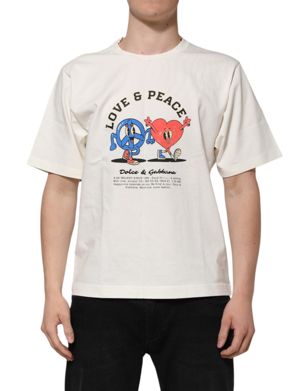 White Love Peace Cotton Men Crew Neck T-shirt mens luxury fashion - Mens Edit