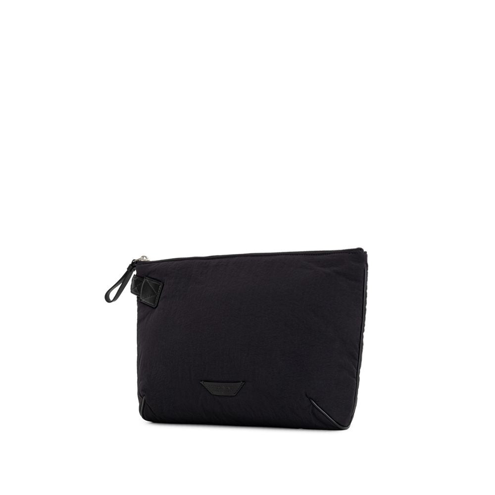 Bottega Veneta Black Nylon Light Paper Clutch Bag