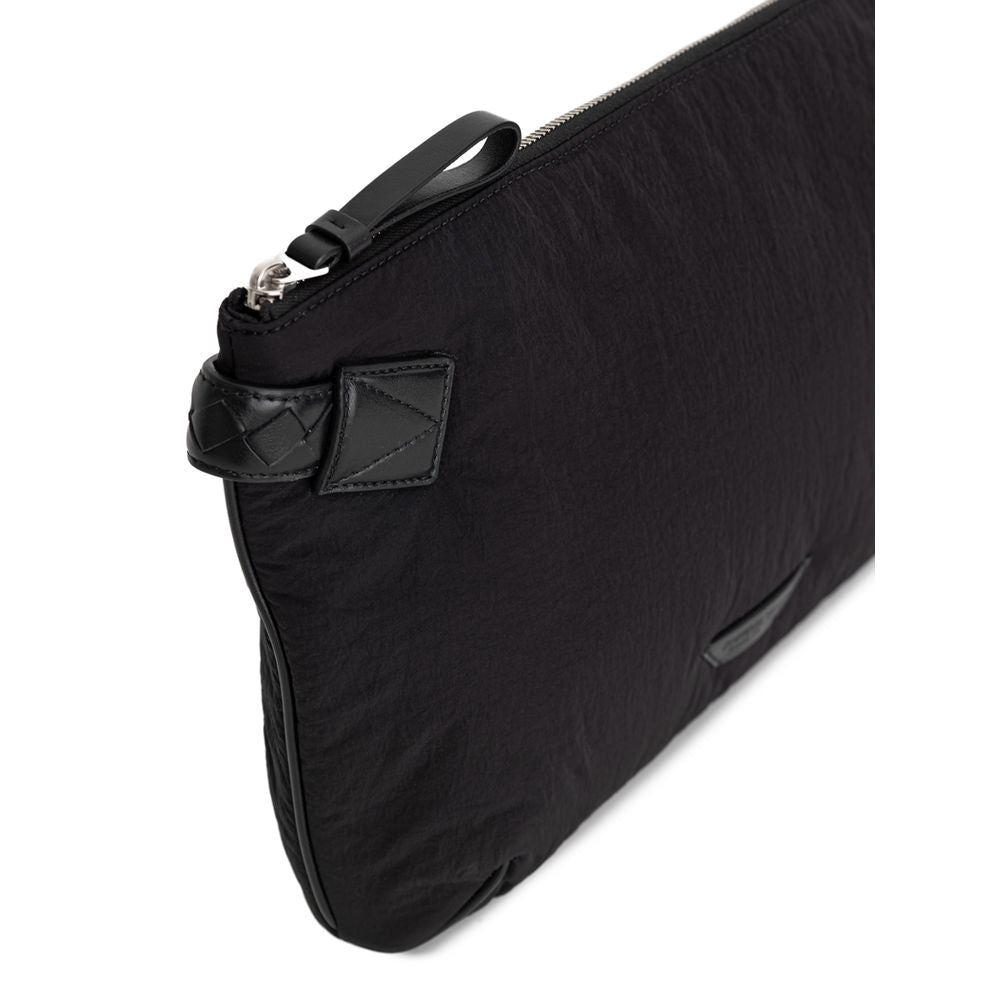 Bottega Veneta Black Nylon Light Paper Clutch Bag