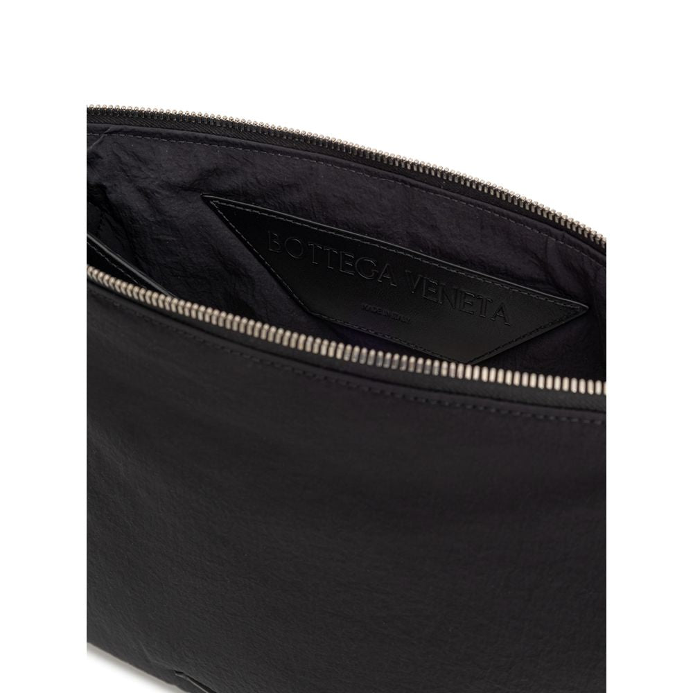 Bottega Veneta Black Nylon Light Paper Clutch Bag