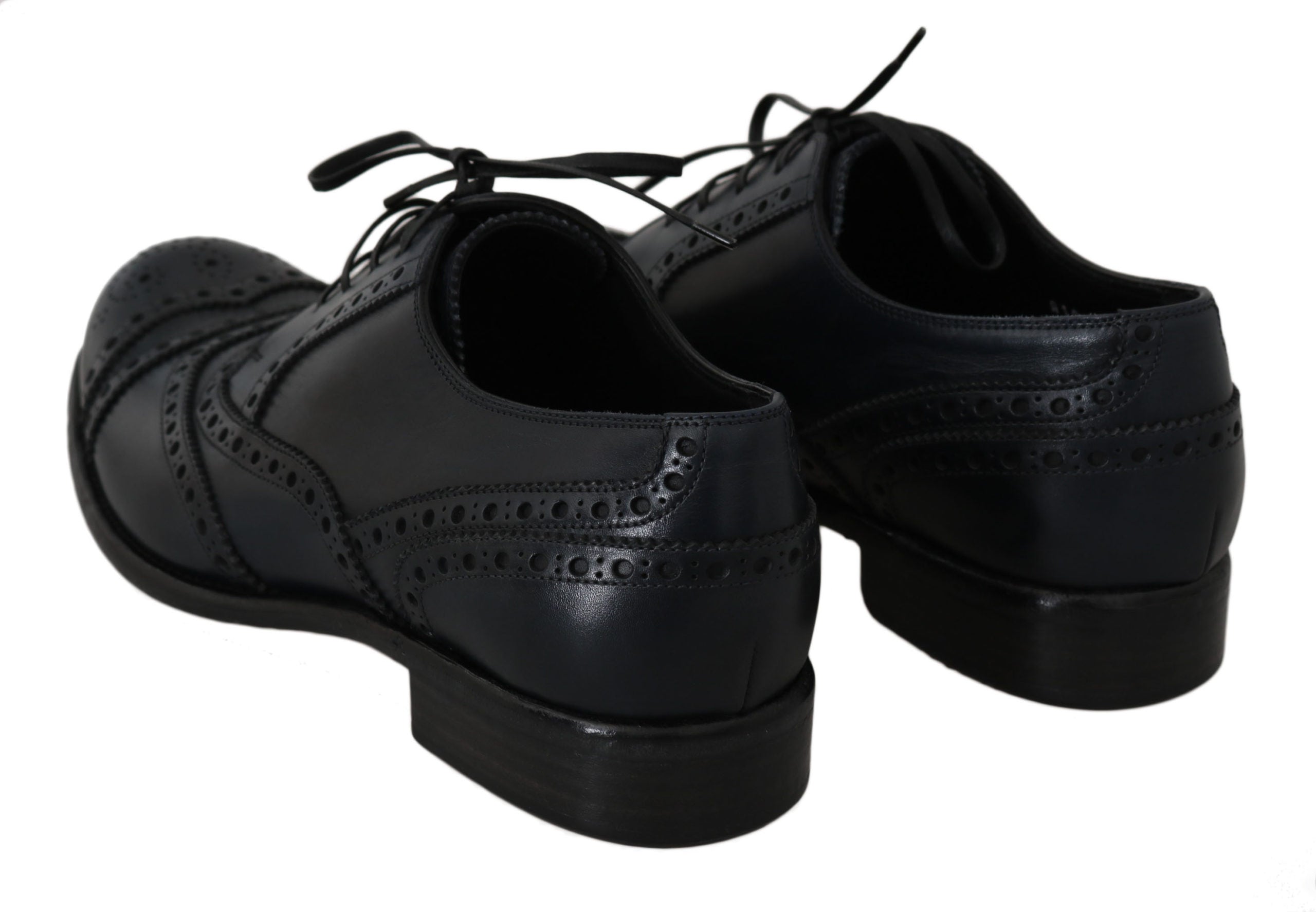 Dolce & Gabbana Δερμάτινα Derby Shoes με Wingtip σε Σκούρο Μπλε