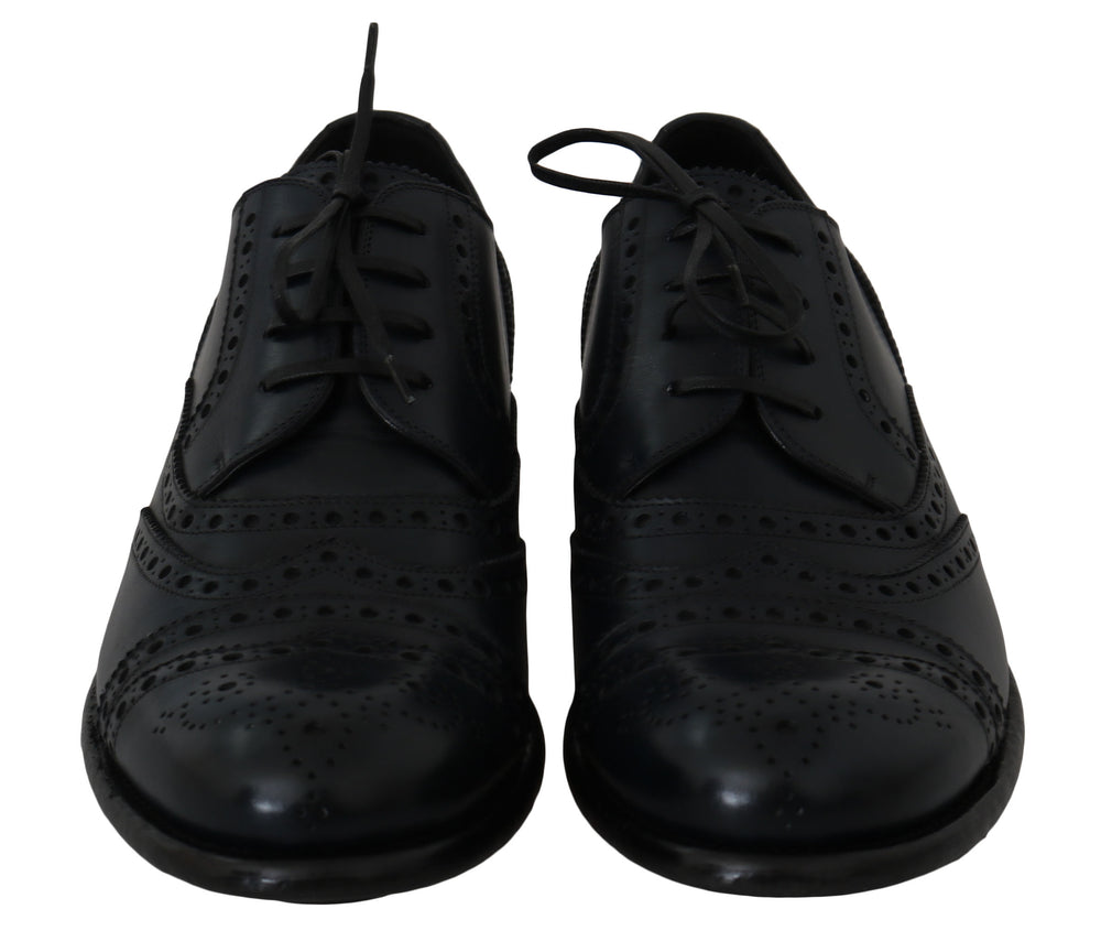 Dolce & Gabbana Leather Wingtip Derby Shoes in Dark Blue