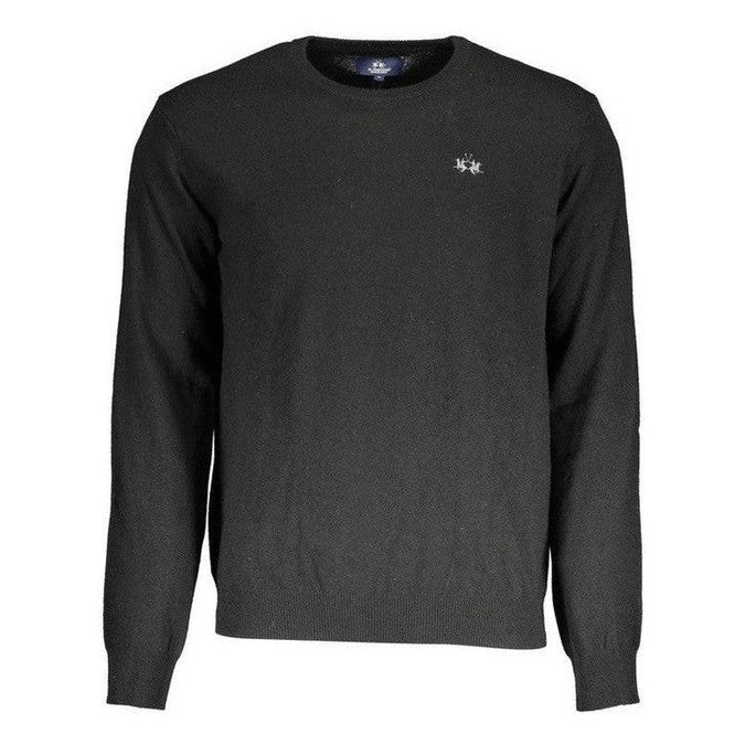 La Martina Black Wool Men's Ribbed Knit Pullover Sweater - Designer | Mens Edit