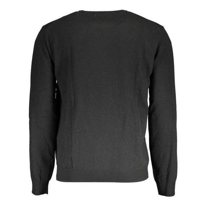 La Martina Ribbed Knit Wool Blend Pullover in Black