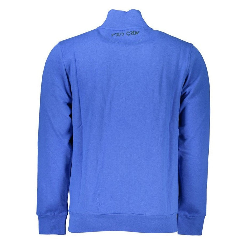 La Martina Cotton Jersey Zip Sweatshirt in Blue