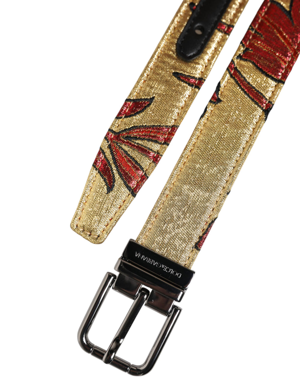 Dolce & Gabbana Floral Jacquard Belt in Gold