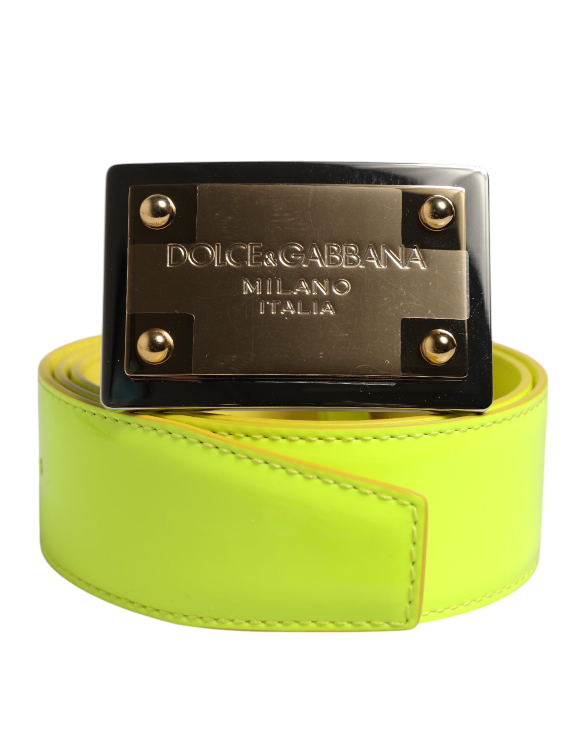Yellow Green Classic Metal Logo Buckle Belt mens luxury fashion - Mens Edit