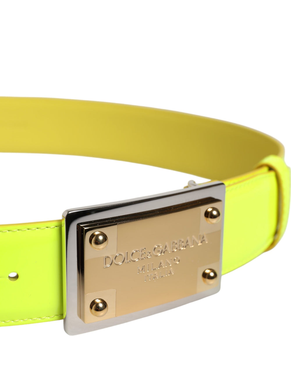 Dolce & Gabbana Calf Leather Belt in Yellow-Green