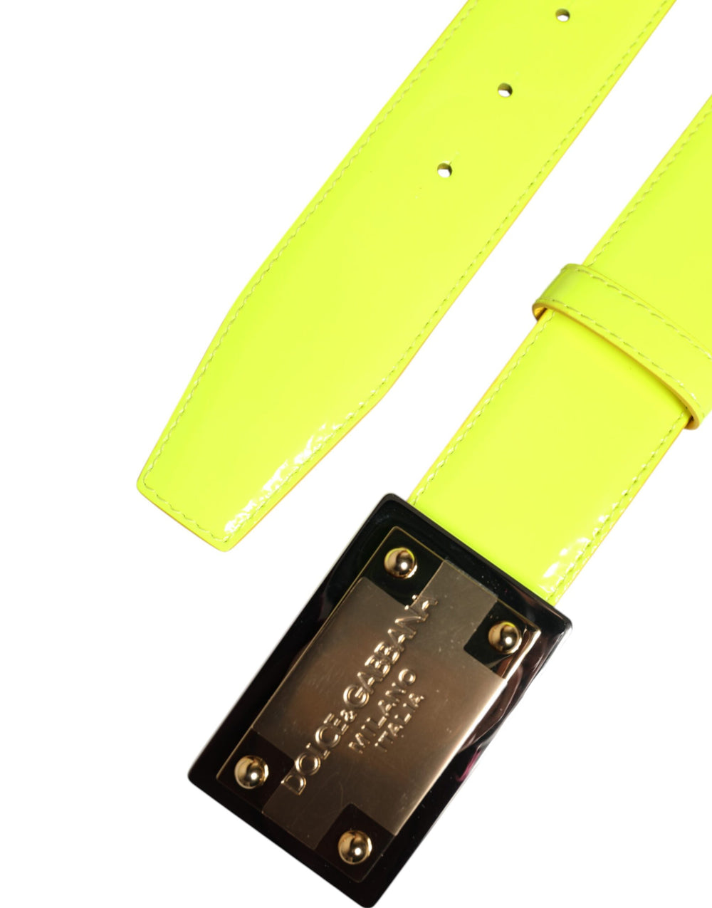 Dolce & Gabbana Calf Leather Belt in Yellow-Green