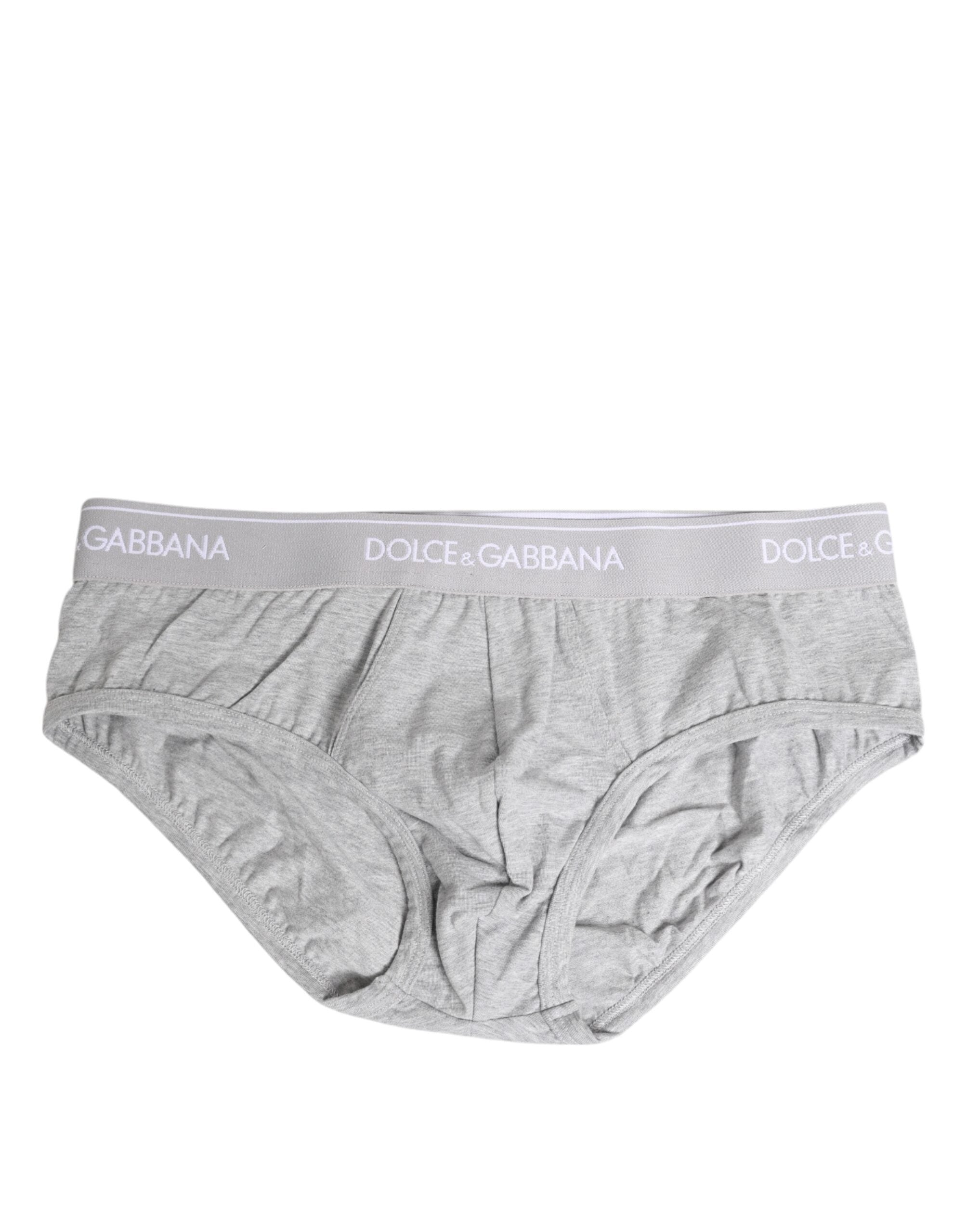 Gray Cotton Stretch Regular Brief Underwear mens luxury fashion - Mens Edit
