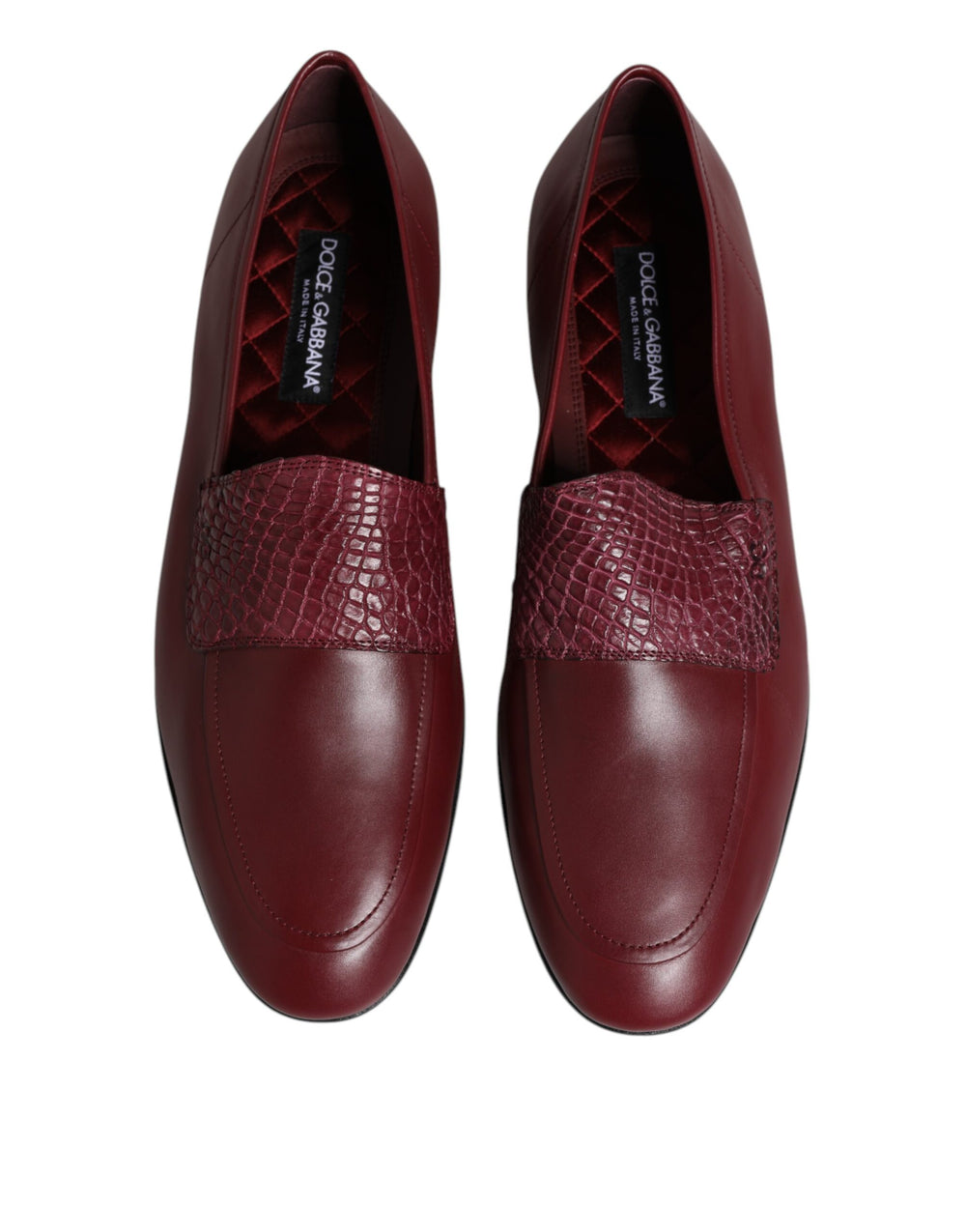 Dolce & Gabbana Calfskin Leather Slip-On Loafers in Burgundy