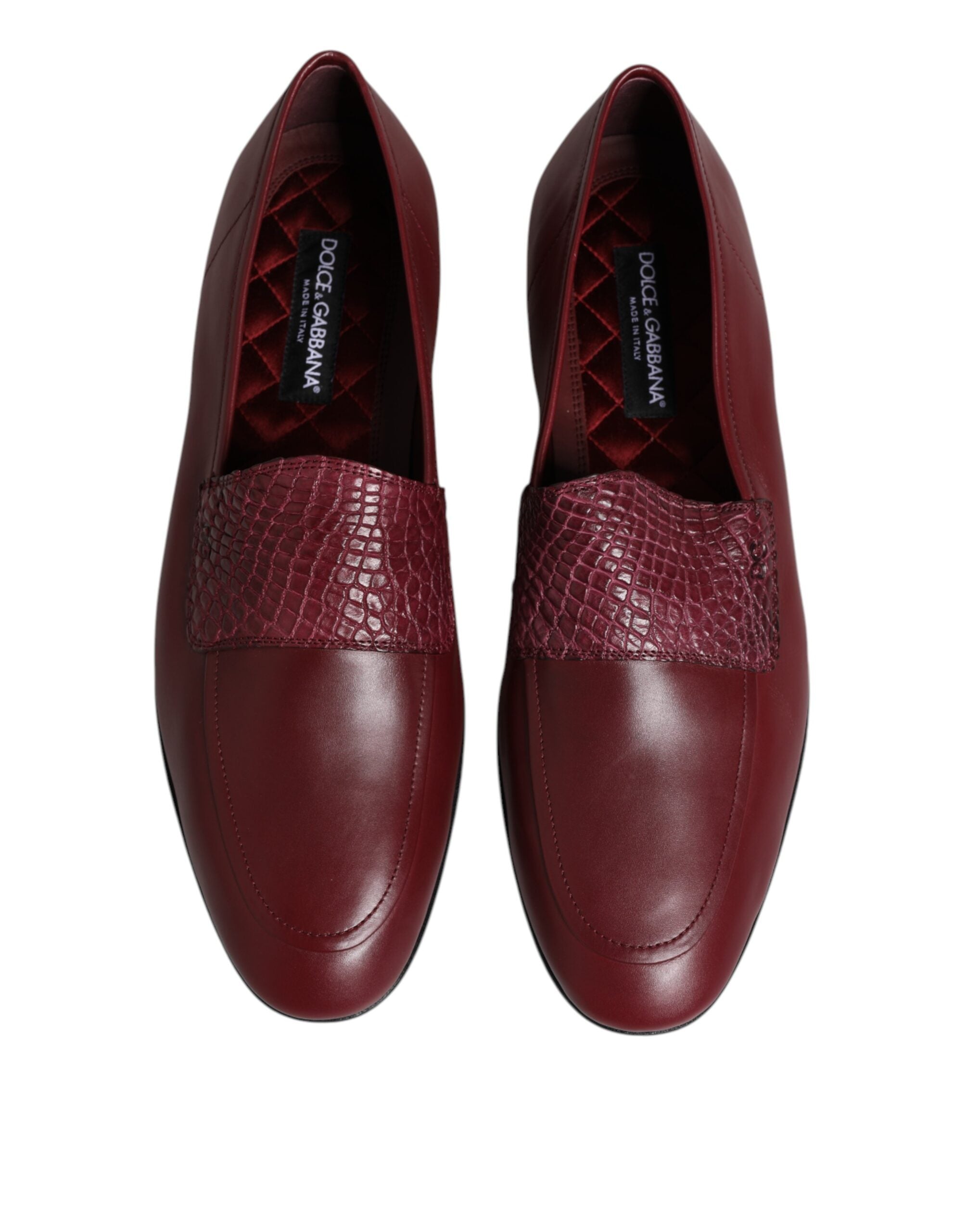 Dolce & Gabbana Δερμάτινα Slip-On Loafers σε Μπορντώ