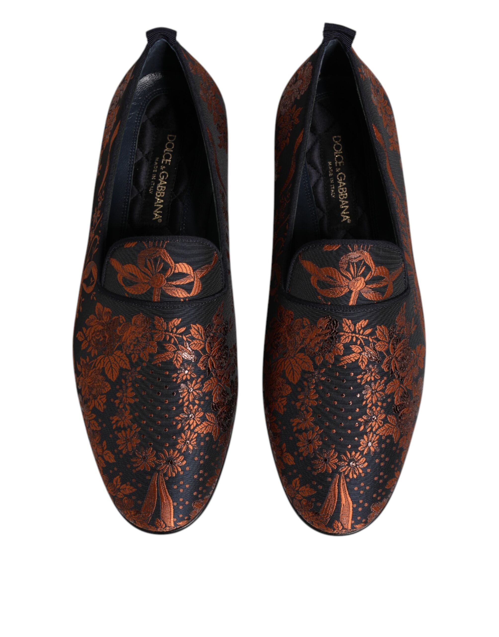 Dolce & Gabbana Slip-On Loafers με Floral Jacquard σε Μαύρο