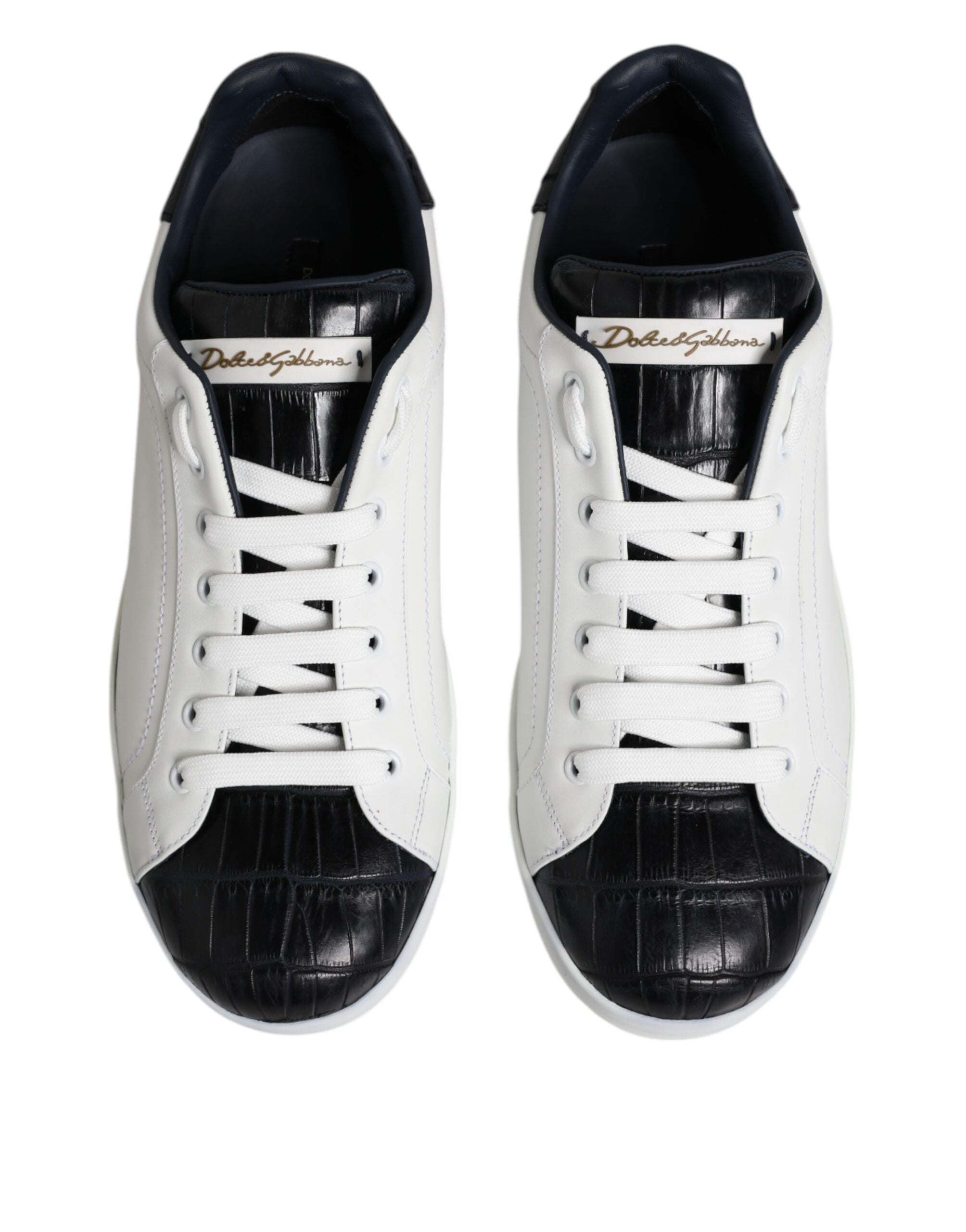Dolce & Gabbana Δερμάτινα Sneakers Portofino σε Λευκό και Μαύρο