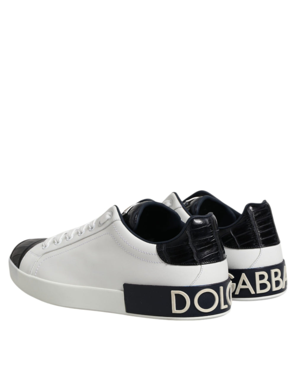 Dolce & Gabbana Portofino Leather Sneakers in White and Black
