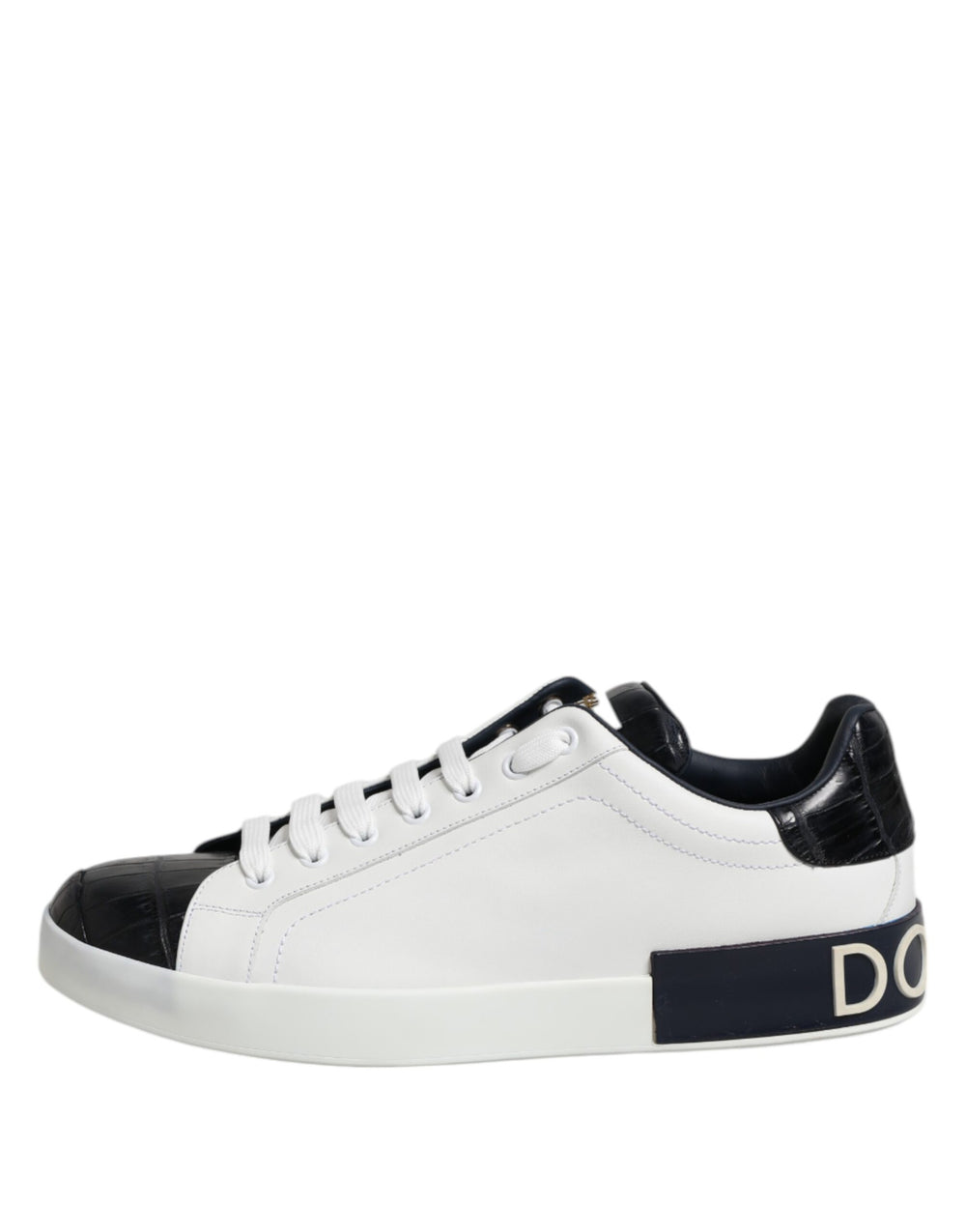 Dolce & Gabbana Portofino Leather Sneakers in White and Black