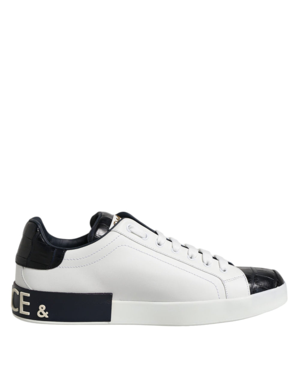 Dolce & Gabbana Portofino Leather Sneakers in White and Black