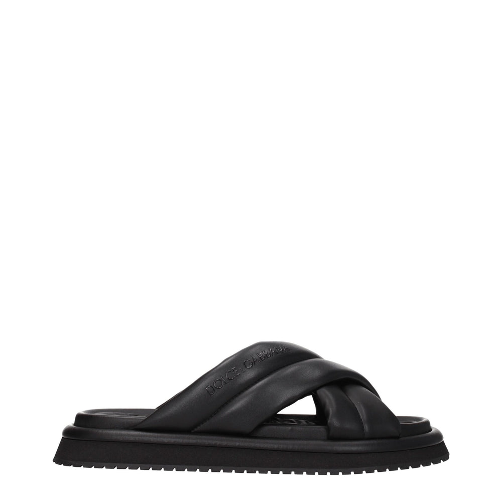 Black Leather Slippers mens luxury fashion - Mens Edit