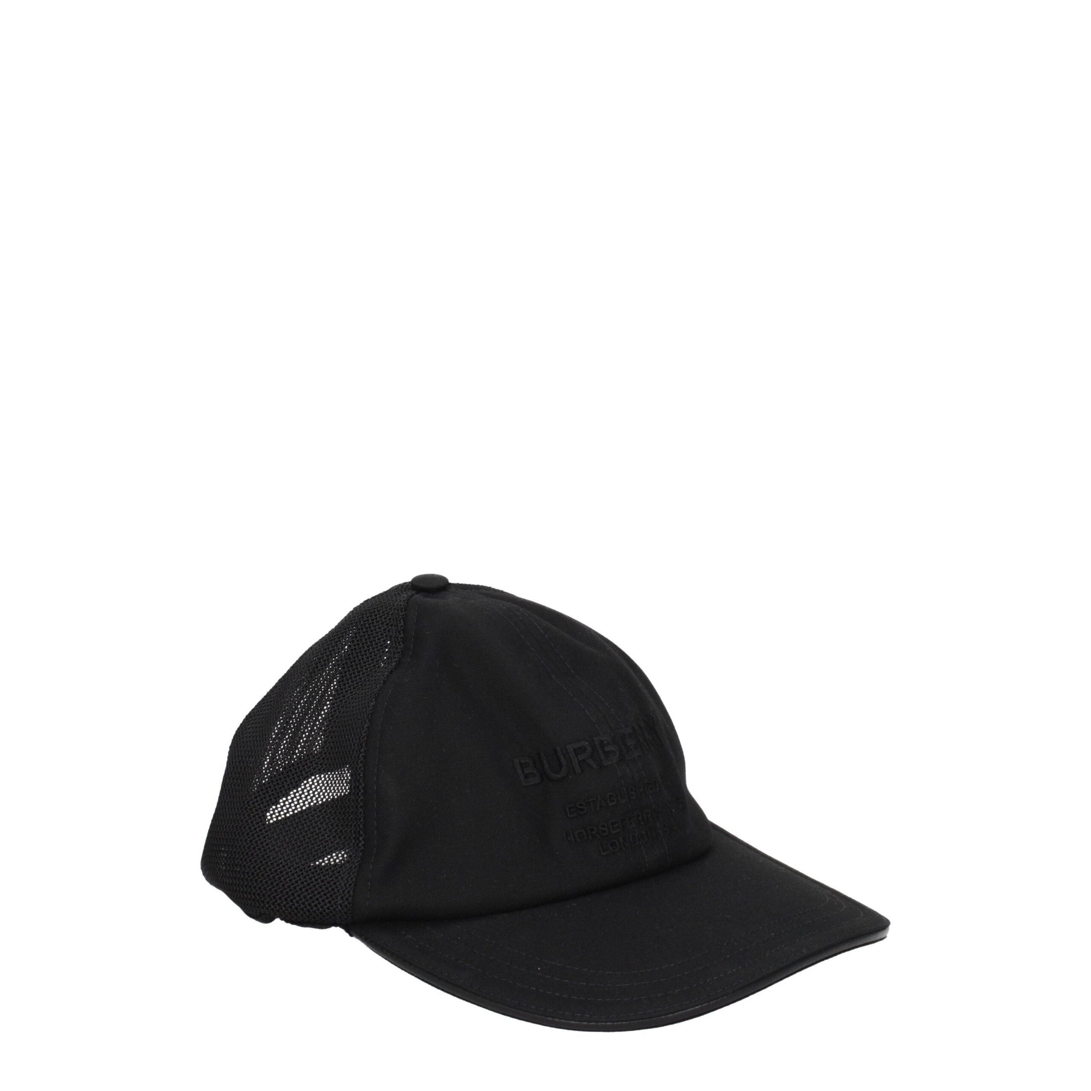 Burberry Black Cotton Baseball Cap Logo mens luxury fashion - Mens Edit