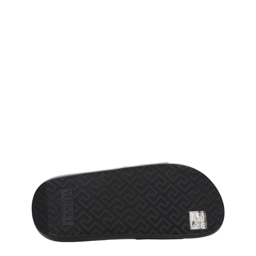 Versace Leather Slippers in Black