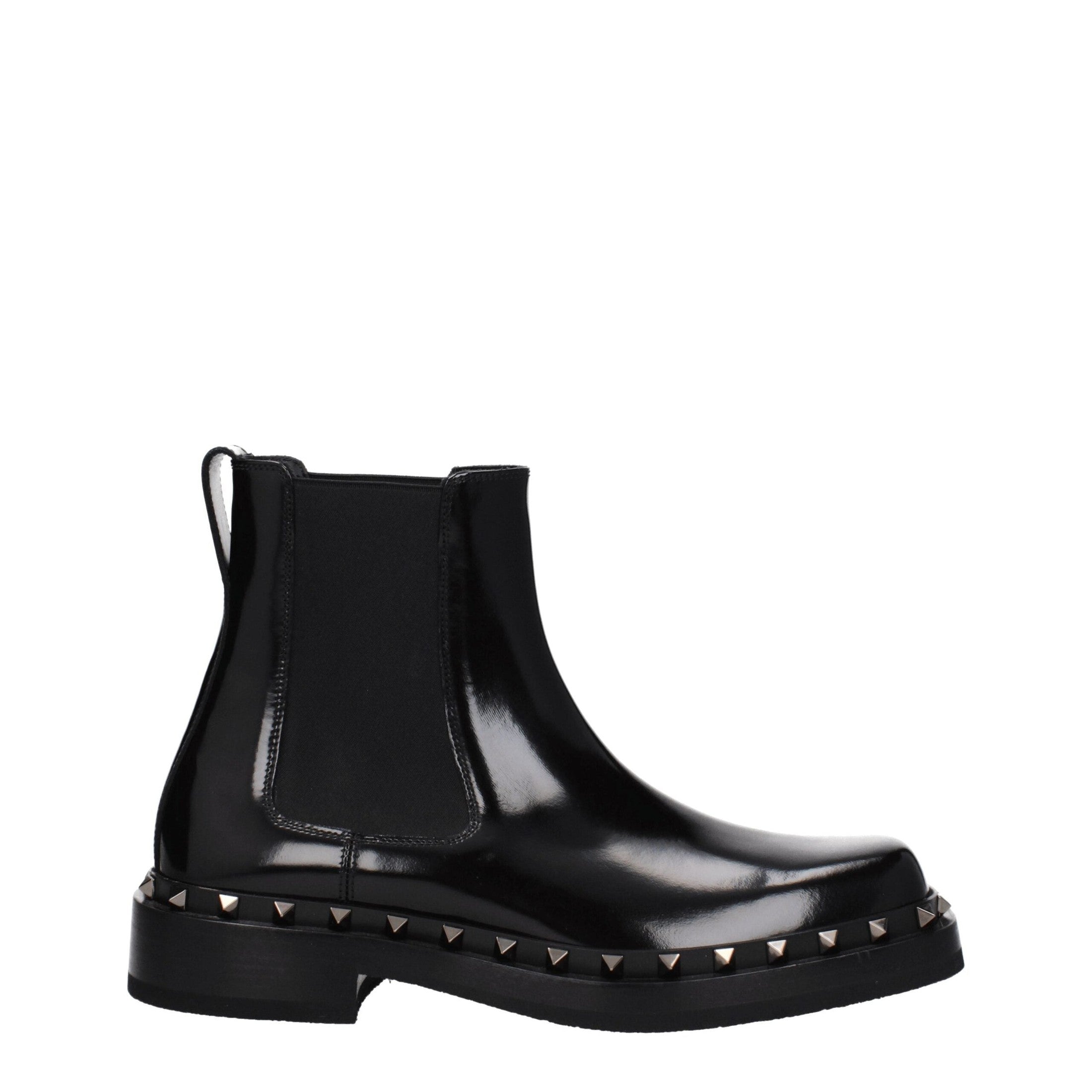 Valentino Garavani Black Leather Ankle Boots mens luxury fashion - Mens Edit